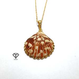 Handmade Sterling Silver Sea Shell Pendant with Citrine Pave Diamond <b>Jewelry</b> <b>Charm</b> - Product Image 1