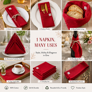 Ensemble de serviettes en tissu de coton durable pour restaurant et hôtel |   Serviettes de table absorbantes réutilisables pour la salle à manger, la cuisine, les mariages - Product Image 4