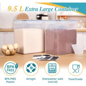 Contenitori per Riso 2 Pezzi 9,5L, Barattoli Ermetici Extra Grandi per 25 libbre di Farina e Zucchero, Organizzazione Dispensa - Product Image 3