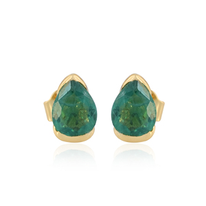 Natural Green Diamond Pear <b>Stud</b> <b>Earrings</b> in Solid 14K Yellow Gold Minimalist Gemstone <b>Stud</b> <b>Earrings</b> Fine Jewelry Gift for Her - Product Image 2
