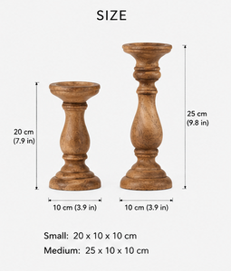 Handcrafted <b>Wood</b> <b>Candlestick</b> Pedestal Set of 2 for Wedding Table Styling Event Centerpiece and Banquet Decoration - Product Image 6