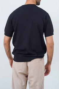 Men's Regular Fit Short Sleeve Cotton Knitted T-<b>Shirt</b> <b>Sweater</b> Custom O-Neck Front Logo Breathable Quick Dry Knitwear - Product Image 2