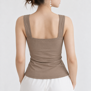 Premium OEM ODM <b>Women</b> <b>Knitted</b> Crop <b>Tank</b> <b>Tops</b> Cotton Sleeveless Eco-Friendly Quick Dry Gym Yoga Fitness Workout Activewear Custom - Product Image 2