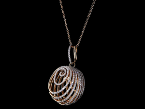 Collar con Colgante Ovalado en Espiral de Diseño con Diamante Cultivado en Laboratorio para Mujer - Product Image 2