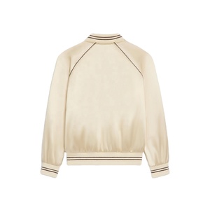 แจ็กเก็ตบอมเบอร์คอปกตั้งแจ็กเก็ตเบสบอลสีทึบกันลมน้ำหนักเบาเข้ารูปทำจากไนลอน - Product Image 2