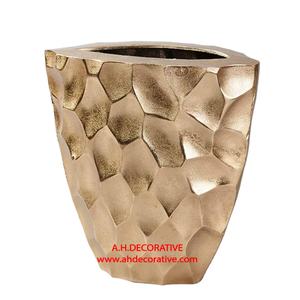 Jarrón de flores martillado a mano chapado en oro, florero de centro de mesa decorativo martillado a mano, nuevo diseño, florero de Metal - Product Image 1