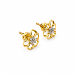 Pendientes de Diamantes Florales de Oro Amarillo de 18 Quilates para Mujer, Acabado Pulido, Diseño de Alta Gama, para Uso Diario, Fiestas, Bodas, Regalo, Joyería - Product Image 2