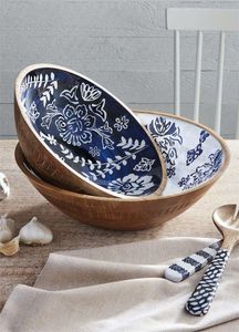 Wooden Salad Serving Home <b>Kitchen</b> <b>Decoration</b> Bowls For Party Home Functions And Restaurant Handcrafted Polished Meena Bowl - Product Image 3