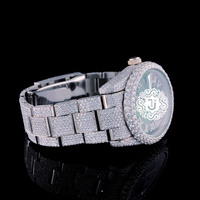 Montre de haute qualité avec mouvement ETA noir, diamants Moissanite, boîtier en acier inoxydable, résistance à l'eau 3BAR, style Hip Hop unisexe