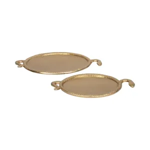 Handmade Fruit Serving Tray for Stylish Kitchen Counter Decorative Accessories Designer Metal Display TrayOval Metal Serving - Product Image 1