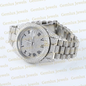 Probador de diamantes de calidad superior, fecha automática, esfera romana D VVS, Diamante de moissanita completamente helado, reloj de Hip Hop blanco completo para hombre - Product Image 5