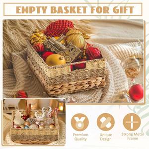 Juego de 4 cestas tejidas de jacinto de agua y algas marinas con asas, cestas de almacenamiento hechas a mano, venta al por mayor, ecológicas, hechas en Vietnam - Product Image 5