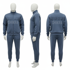 Men Winter Solid <b>Vintage</b> Fleece <b>Tracksuit</b> Hooded Zipper Full Length Simple Design Streetwear Activewear Set 100% Polyester - Product Image 3