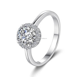 Anillo de compromiso de moissanita de corte redondo, anillo nupcial floral de plata de ley, joyería de boda clásica y elegante, regalo de lujo para mujer - Product Image 1