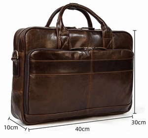 Maletín de Cuero Genuino para Portátil, Estilo Vintage, para Negocios, con Logotipo Personalizado, de Piel de Vaca, para Oficina, Viajes, Bandolera, Impermeable - Product Image 5