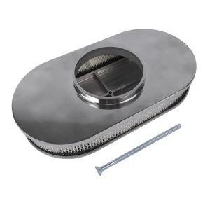 Filtro dell'Aria in Alluminio 15 Pollici Ovale Completamente Alettato Lucidato per Motori Chevy SBC 350 400, Nuovo, Parte Automobilistica - Product Image 2