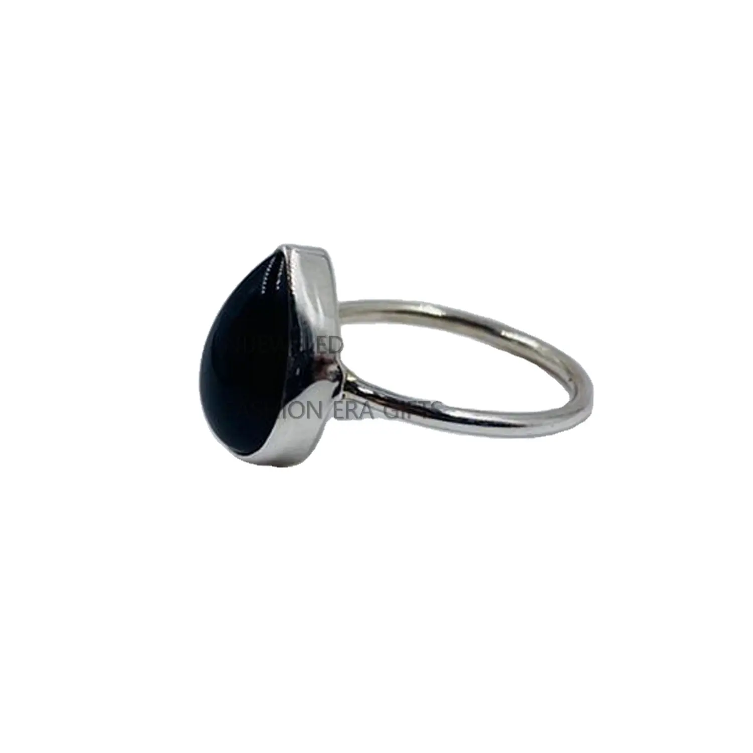 Wholesale Price Excellent Quality Natural Black Onyx Pear Cabochon 925 Solid Silver Designer Fine Rings For Women And Girls