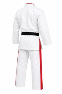 Kimono de Taekwondo unisexe blanc avec bordure rouge, ceinture noire, coupe régulière, polyester/coton, respirant, léger, durable, uniforme d'arts martiaux - Product Image 3
