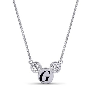 Collar con Colgante de Letra G de Dibujos Animados con Circonitas Redondas, Plata 925, Moissanita, Regalo Unisex - Product Image 1