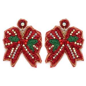 Boucles d'oreilles en résine coréenne avec fleurs séchées pour femmes, en acier inoxydable rouge et vert, bijoux de créateur pour filles d'Inde - Product Image 1