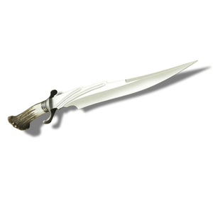 Cuchillo Bowie de Caza Personalizado con Mango de Asta, Hoja Fija Premium de Acero de Damasco, Punta Clip, Suministro B2B, Regalo, Amor - Product Image 1