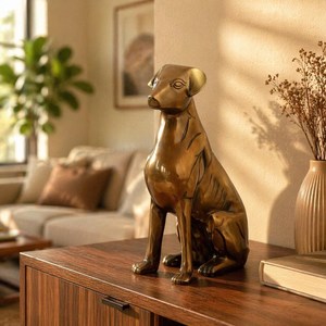 Shubham 7-Inch Tall 1.2 kg Ferocious Brass <b>Dog</b> Sculpture Polished with Premium Technique for Home Decor - Product Image 5