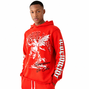 Conjunto Deportivo Rojo para Hombre con Capucha, Sudadera con Cierre Completo y Pantalones, Estampado Urbano, Ropa de Otoño - Product Image 3