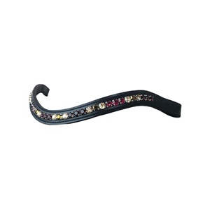 Banda de cejas de caballo de cuero de buena calidad hecha a mano con decoración de diamantes de imitación rojos, granates y dorados Fabricante de proveedores - Product Image 2