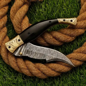Cuchillo Plegable LEGACY BLADES de Acero de Damasco con Punta Caída y Mango de Madera, Cuchillo de Bolsillo Premium EDC para Supervivencia y Caza, OEM, Venta al por Mayor - Product Image 3