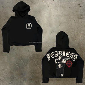 เสื้อกันหนาวมีฮู้ดแบบสวมศีรษะสไตล์450 GSM คร็อปชายเสื้อแบบปักลวดลายสำหรับฤดูหนาว - Product Image 3