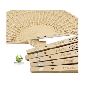 Abanico de Mano de Madera Grabado con Láser Personalizado, Abanico Plegable de Bambú, Recuerdo de Boda Personalizado, Abanico de Mano para Regalo de Fiesta de Despedida de Soltera - Product Image 1