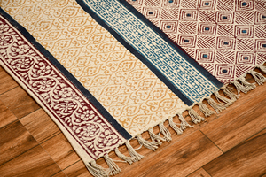 Tapis artisanal bohème à motifs géométriques en coton écologique, lavable, tissé à la main, pour salon et chambre à coucher - Product Image 2
