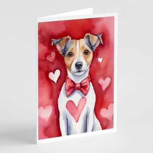 Whimsical A7 Tamaño 5x7 Jack Russell Terrier My Valentine Tarjetas de felicitación Pack 8 Tarjetas de nota en blanco con sobres - Product Image 1