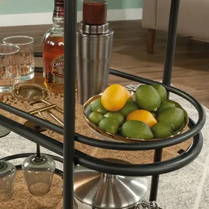 Carrito de Servicio de Bar de Metal Hecho a Mano Moderno para Decoración de Hogares de Lujo y Aplicaciones de Exhibición de Bebidas - Product Image 5
