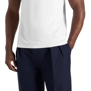 Camisetas de algodón de manga corta con cuello redondo para hombre, ajuste regular, estampado en el pecho, espalda lisa, estilo casual minimalista, venta al por mayor, OEM personalizado - Product Image 6