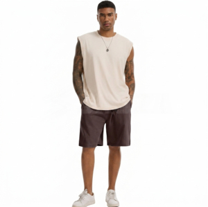 Pantalones Cortos Bermuda Casuales para Hombre, Tejido Oxford Sólido, Transpirables, Ecológicos, con Cordón, Mezcla de Algodón, para Gimnasio, Teñido Liso - Product Image 1