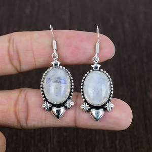 Handmade Moonstone Dangle Earrings 925 Sterling Silver Boho Gemstone Jewelry Luxury Gift For Women - Product Image 5
