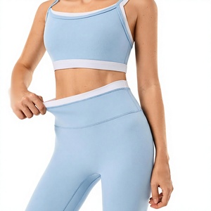 High Quality Women High Waist Seamless Yoga Set Ribbed Sports <b>Bra</b> Leggings Activewear Workout Outfit for Gym Pilates With OEM - Product Image 4