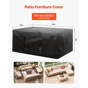 Telo Copertura 420D Resistente e Impermeabile per Mobili da Giardino, Tavoli Quadrati Grandi e Sedie da Esterno - Product Image 2