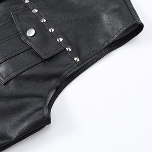 Chaleco de Cuero Negro Impermeable para Hombre, Cuello Alto, Botones, Sin Mangas, Estilo Motero, para Otoño e Invierno - Product Image 5