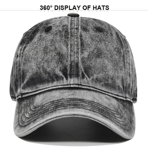 Casquette de baseball vintage délavée à l'acide noire et grise, classique, à visière incurvée, ajustable, en coton, pour hommes et femmes, personnalisable - Product Image 3