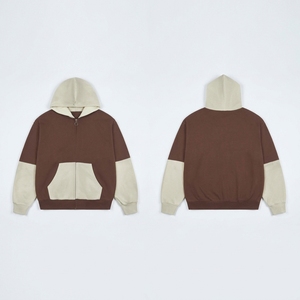 Sweat-shirt à capuche zippé pour homme, design color block, coupe classique, style décontracté, vêtement d'automne - Product Image 1