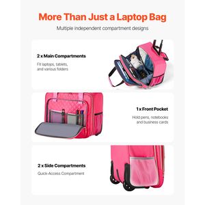 Borsa Trolley per Laptop da 17,3 Pollici con 2 Ruote Fisse, Borsa per Computer con Ruote, Borse e Valigie Telescopiche per Affari - Product Image 3