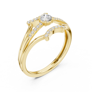 Ensemble de bagues de mariage en or jaune avec diamants de laboratoire, élégant pour fiançailles et mariage, bijoux fins de qualité supérieure pour femmes, vente en gros - Product Image 4