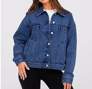 Chaqueta Vaquera Azul para Mujer, Talla Grande, Cierre de Botones, Cálida para Invierno, Transpirable, OEM, Personalizada, Venta al Por Mayor - Product Image 2