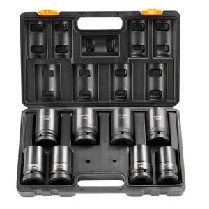 Set di chiavi a bussola a impatto metriche da 27-41 mm, 8 pezzi, in acciaio legato Cr-Mo a 6 punte, con misure facili da leggere per riparazioni auto - Product Image 1