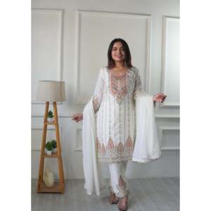 Designer Handmade Satin Party Wear Top and Dupatta Sequence <b>Work</b> Feature - Product Image 3