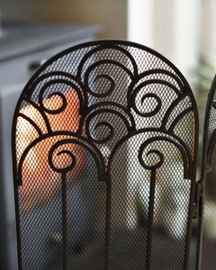 Paravientos Clásico de Hierro para Chimenea, Plegable de Cuatro Paneles, Malla Protectora Contra Chispas, Protector Decorativo para Chimenea, Acabado con Recubrimiento en Polvo - Product Image 4