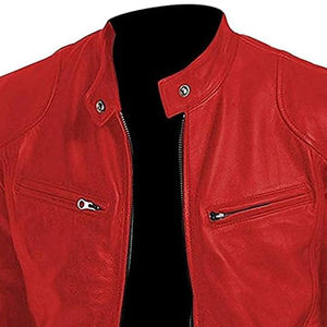 Veste en cuir décontractée pour hommes, logo personnalisé, design de créateur, veste pour hommes grande taille avec quatre poches zippées - Product Image 5