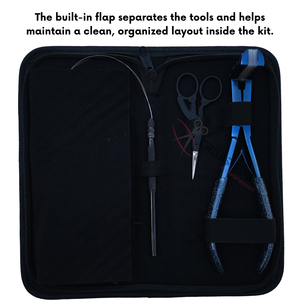 Salon Hair Extension <b>Tool</b> <b>Kit</b> with Blue Tape In Plier Hair Loop <b>Tool</b> <b>Mini</b> Scissor Parting Finger Sectioning Clips Curved Needles - Product Image 5